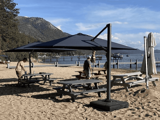 beach patio umbrellas Pink And White Striped Umbrella With Fringe Portable For Sand UV50+ Boho Umbrella Outdoor With Tilt 6.5ft Sunshade Umbrella For Sand Camping Table Umbrella Waterproof/8 Ribs making it resistant to bending or breaking in windy conditions 7 Feet Beach Umbrella -