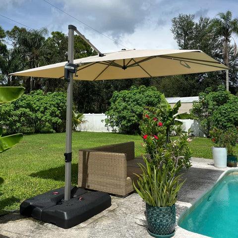 leaning patio umbrella The Lean - Terylast Chestnut Easily adjust the shade angle by turning the crank Adjust Patio Umbrella Tilt |