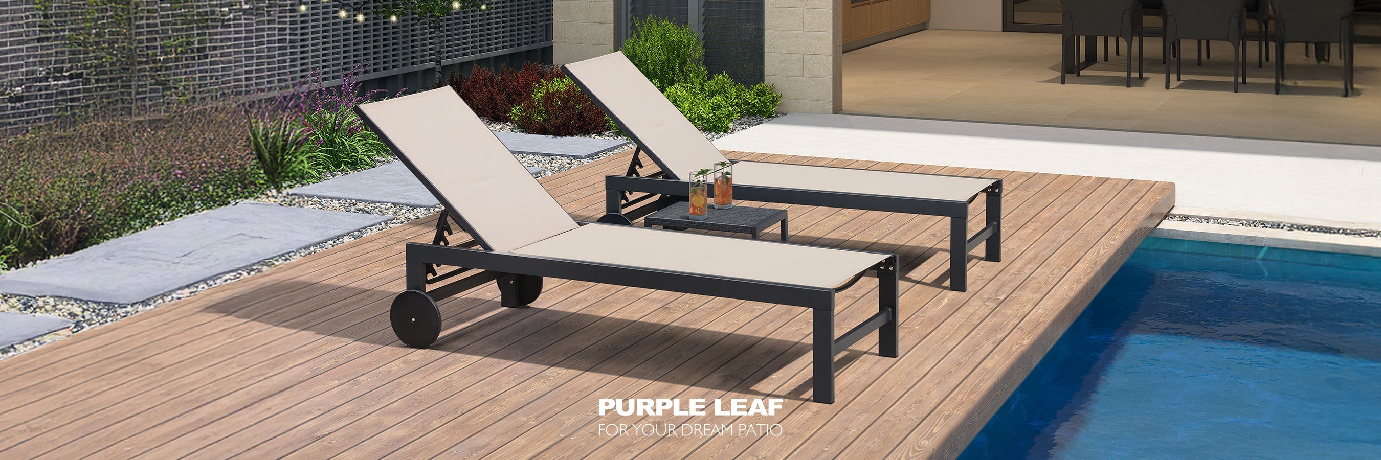 Ubuy Wooden Outdoor Chaise Lounge Chair Outdoor PURPLE LEAF