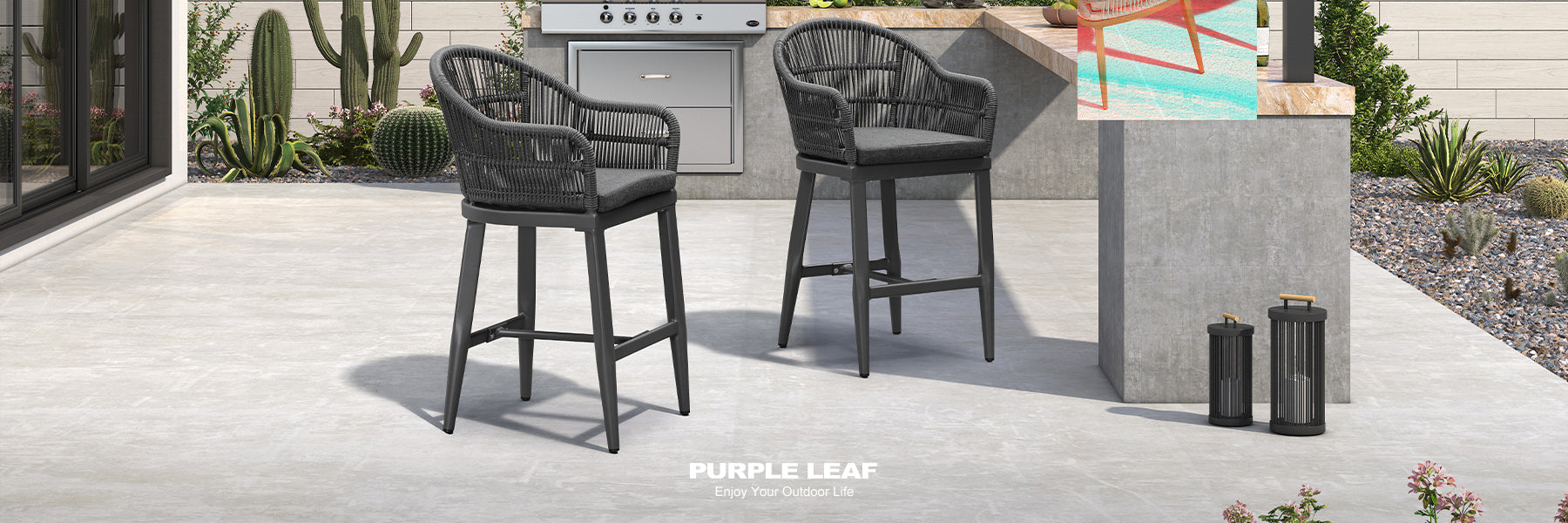 Purple leaf Woven Bar Stools collection