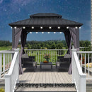 PURPLE LEAF Grey Hardtop Gazebo with Heavy Duty Galvanized Steel Double Roof with String Lights-milky