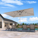 PURPLE LEAF Semi-Auto Outdoor Market Table Umbrella with Heavy-Duty Fabric