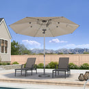 PURPLE LEAF Semi-Auto Outdoor Market Table Umbrella with Heavy-Duty Fabric