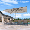 PURPLE LEAF Semi-Auto Outdoor Market Table Umbrella with Heavy-Duty Fabric
