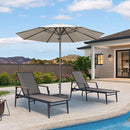 PURPLE LEAF Semi-Auto Outdoor Market Table Umbrella with Heavy-Duty Fabric