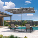 PURPLE LEAF Semi-Auto Outdoor Market Table Umbrella with Heavy-Duty Fabric