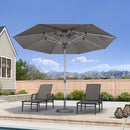 PURPLE LEAF Semi-Auto Outdoor Market Table Umbrella with Heavy-Duty Fabric