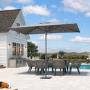PURPLE LEAF Semi-Auto Outdoor Market Table Umbrella with Heavy-Duty Fabric
