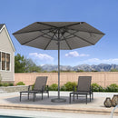 PURPLE LEAF Semi-Auto Outdoor Market Table Umbrella with Heavy-Duty Fabric