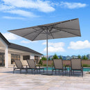PURPLE LEAF Semi-Auto Outdoor Market Table Umbrella with Heavy-Duty Fabric
