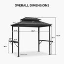 PURPLE LEAF Hardtop Grill Gazebo for Patio Grey Permanent Metal Roof Outside Sun Shade Outdoor BBQ Canopy