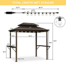 PURPLE LEAF Hardtop Grill Gazebo for Patio Bronze Permanent Metal Roof Outside Sun Shade Outdoor BBQ Canopy with String Lights