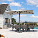 PURPLE LEAF Semi-Auto Outdoor Market Table Umbrella with Heavy-Duty Fabric