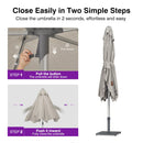 PURPLE LEAF Semi-Auto Outdoor Market Table Umbrella with Heavy-Duty Fabric