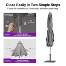 PURPLE LEAF Semi-Auto Outdoor Market Table Umbrella with Heavy-Duty Fabric