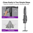 PURPLE LEAF Semi-Auto Outdoor Market Table Umbrella with Heavy-Duty Fabric