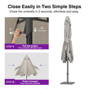 PURPLE LEAF Semi-Auto Outdoor Market Table Umbrella with Heavy-Duty Fabric
