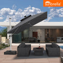 PURPLE LEAF Premium SUNBRELLA Patio Cantilever Umbrella with Solar LED Lights