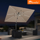 PURPLE LEAF Premium SUNBRELLA Patio Cantilever Umbrella with Solar LED Lights