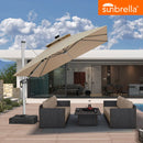 PURPLE LEAF Premium SUNBRELLA Patio Cantilever Umbrella with Solar LED Lights