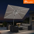 PURPLE LEAF Premium SUNBRELLA Patio Cantilever Umbrella with Solar LED Lights