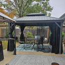 PURPLE LEAF Patio Gazebo for Pool Light Grey Hardtop Galvanized Steel Roof with String Lights-clear