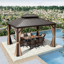PURPLE LEAF Outdoor Hardtop Gazebo for Garden Bronze Double Roof Aluminum Frame Pavilion - Purple Leaf Garden