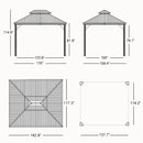 PURPLE LEAF Patio Gazebo with Aluminum Frame Grey Dining Sets-Bundle Set