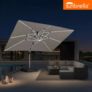 PURPLE LEAF Premium SUNBRELLA Patio Cantilever Umbrella with Solar LED Lights