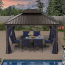 PURPLE LEAF Outdoor Hardtop Gazebo for Garden Bronze Double Roof Aluminum Frame Pavilion