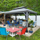 PURPLE LEAF Patio Gazebo for Pool Light Grey Hardtop Galvanized Steel Roof with Upgraded Curtains