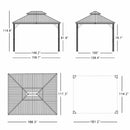 PURPLE LEAF Patio Gazebo with Aluminum Frame Grey Dining Sets-Bundle Set