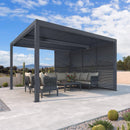 PURPLE LEAF Aluminum Louvered Pergola with outdoor furniture, patio shade solution