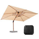 PURPLE LEAF Outdoor Garden Umbrella with Base, Cantilever Umbrellas in Wood Color