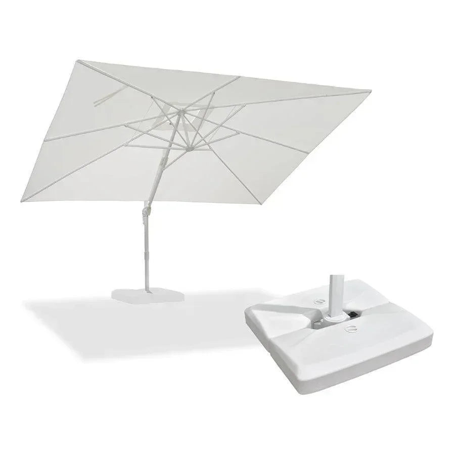 9x11ft White Patio Umbrella Rectangular with White Umbrella Stand for Backyard