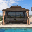 PURPLE LEAF Outdoor Metal Carport Gazebo Bronze Steel Roof Aluminum Frame Shelter for Parking