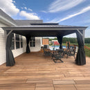 PURPLE LEAF Patio Gazebo for Pool Light Grey Hardtop Galvanized Steel Roof with String Lights-clear