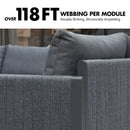 PURPLE LEAF Sanori Classical without Table Patio Conversation Set with Grey Ottoman and Cushions for Poolside Graden