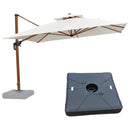 PURPLE LEAF Outdoor Garden Umbrella with Base, Cantilever Umbrellas in Wood Color