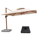 PURPLE LEAF Outdoor Garden Umbrella with Base, Cantilever Umbrellas in Wood Color