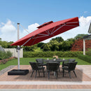 PURPLE LEAF Double Top 360 Degree Rotation 9 ft / 10 ft / 11 ft / 12 ft Square Patio Classic Umbrella - Purple Leaf Garden