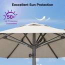 PURPLE LEAF Semi-Auto Outdoor Market Table Umbrella with Heavy-Duty Fabric
