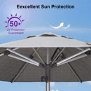 PURPLE LEAF Semi-Auto Outdoor Market Table Umbrella with Heavy-Duty Fabric