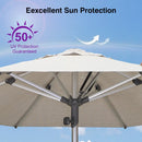 PURPLE LEAF Semi-Auto Outdoor Market Table Umbrella with Heavy-Duty Fabric