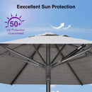 PURPLE LEAF Semi-Auto Outdoor Market Table Umbrella with Heavy-Duty Fabric