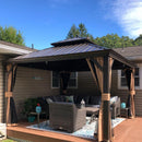 PURPLE LEAF Outdoor Hardtop Gazebo for Garden Bronze Double Roof Aluminum Frame Pavilion