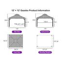 PURPLE LEAF Hardtop Gazebo for Patio Wood Grain Galvanized Steel Frame Awning with String Lights-clear