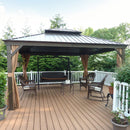 PURPLE LEAF Outdoor Hardtop Gazebo for Garden Bronze Double Roof Aluminum Frame Pavilion