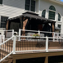 PURPLE LEAF Outdoor Hardtop Gazebo for Garden Bronze Double Roof Aluminum Frame Pavilion with String Lights-clear