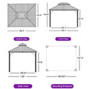 PURPLE LEAF Hardtop Gazebo for Patio Wood Grain Galvanized Steel Frame Awning with String Lights-clear